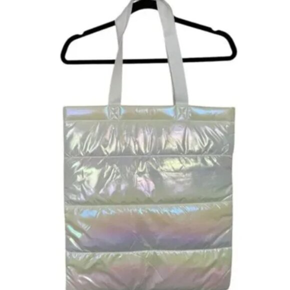 WHITE IRIDESCENT PUFFER TOTE BAG BLACK FRIDAY 2023 new - Picture 1 of 1